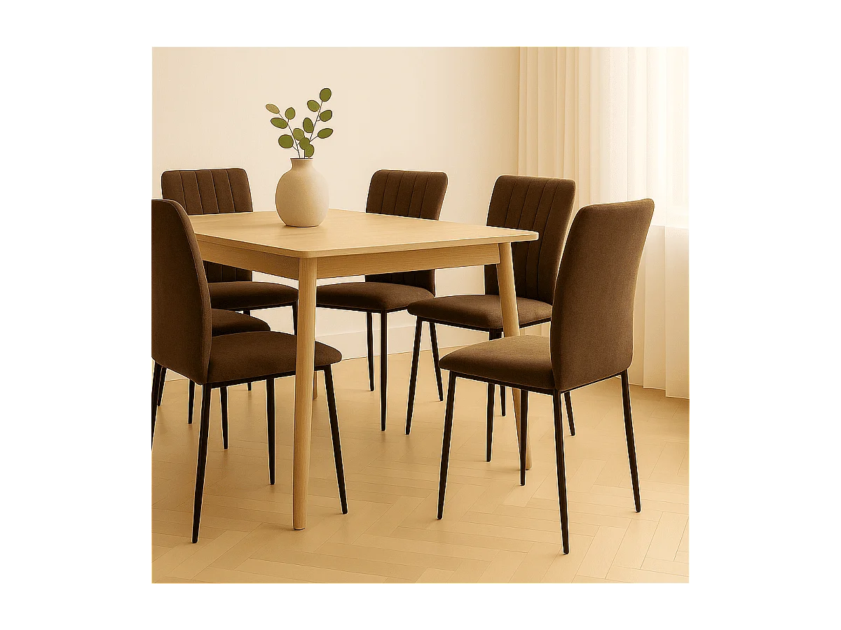 Set van 4 stoelen in stof met zwarte metalen poten L43 cm - HOLLY