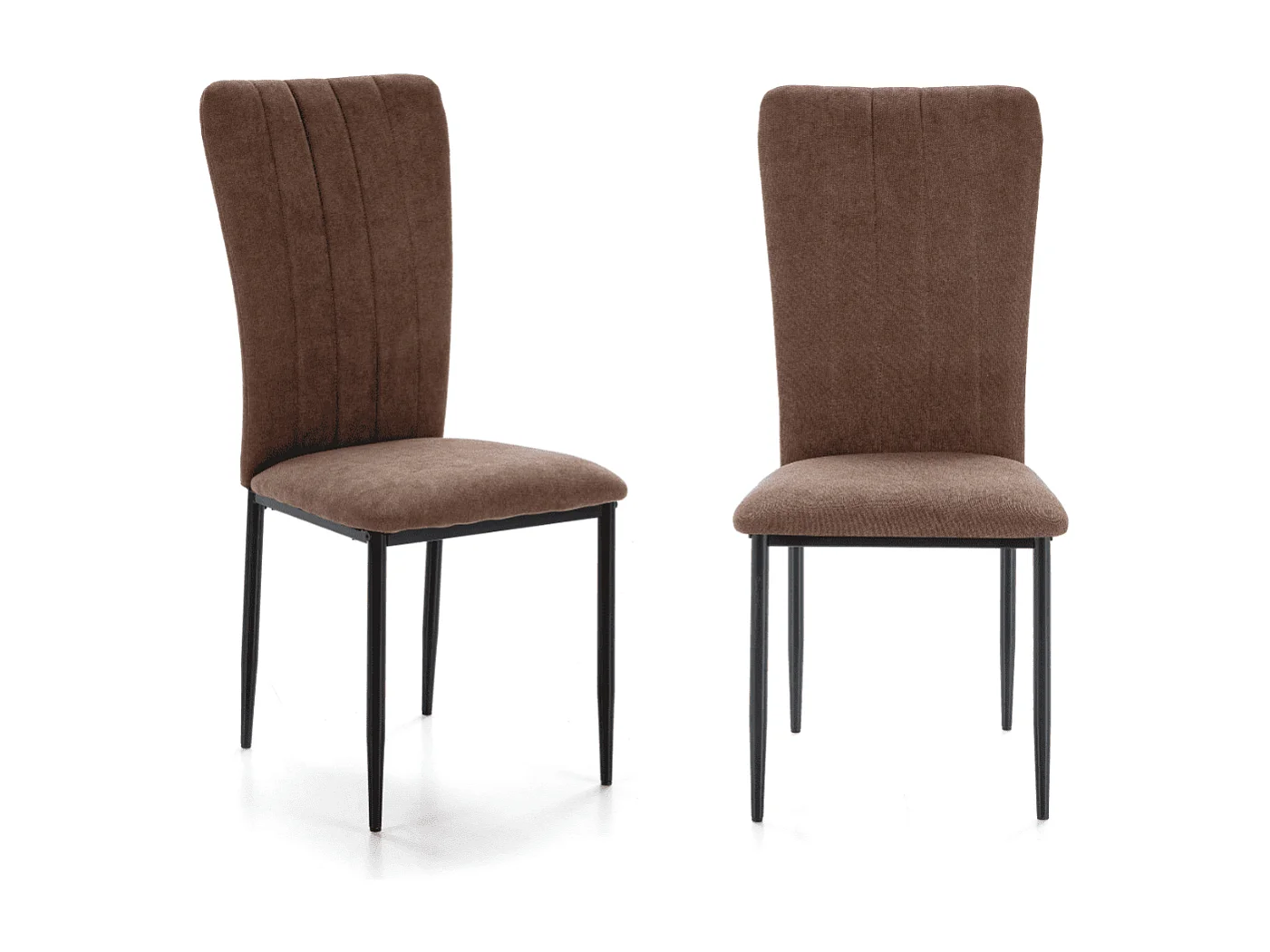 Set van 4 stoelen in stof met zwarte metalen poten L43 cm - HOLLY