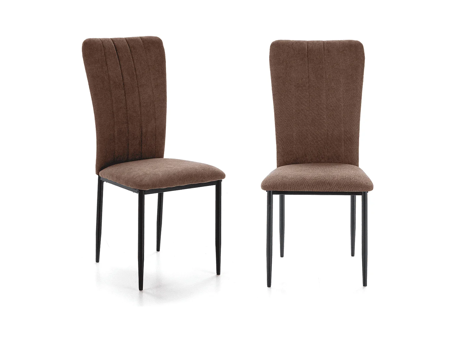 Set van 4 stoelen in stof met zwarte metalen poten L43 cm - HOLLY