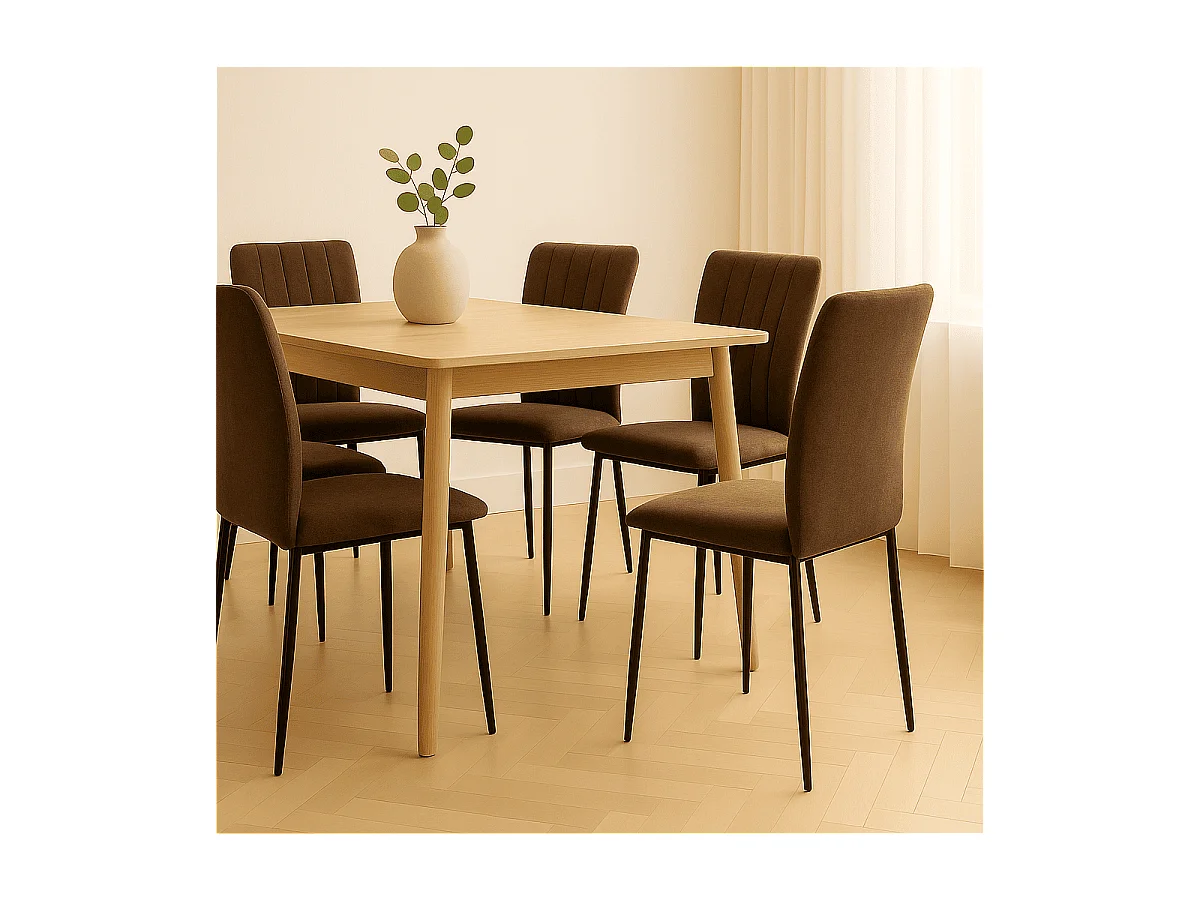 Zestaw 4 krzeseł materiałowych z czarnymi metalowymi nogami, szerokość 43 cm - HOLLY