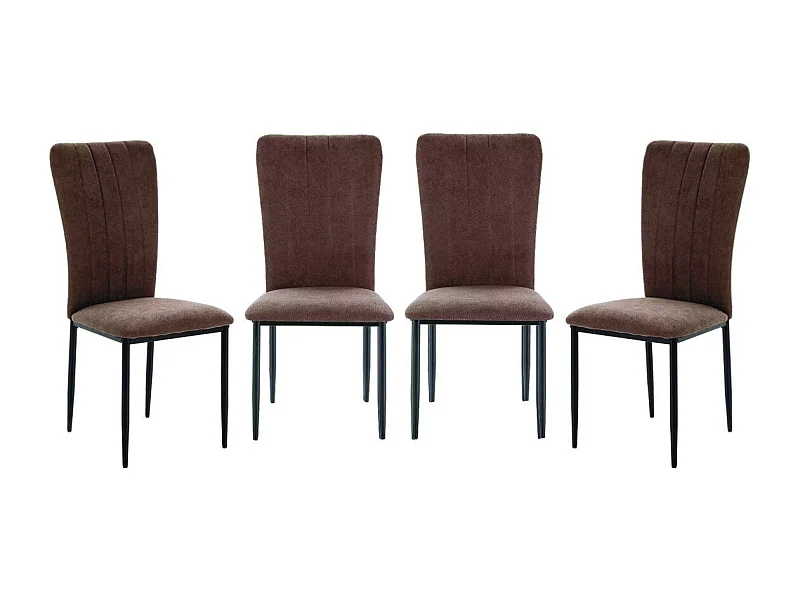 Lot de 4 chaises en tissu avec pieds en métal noir L43 cm - HOLLY