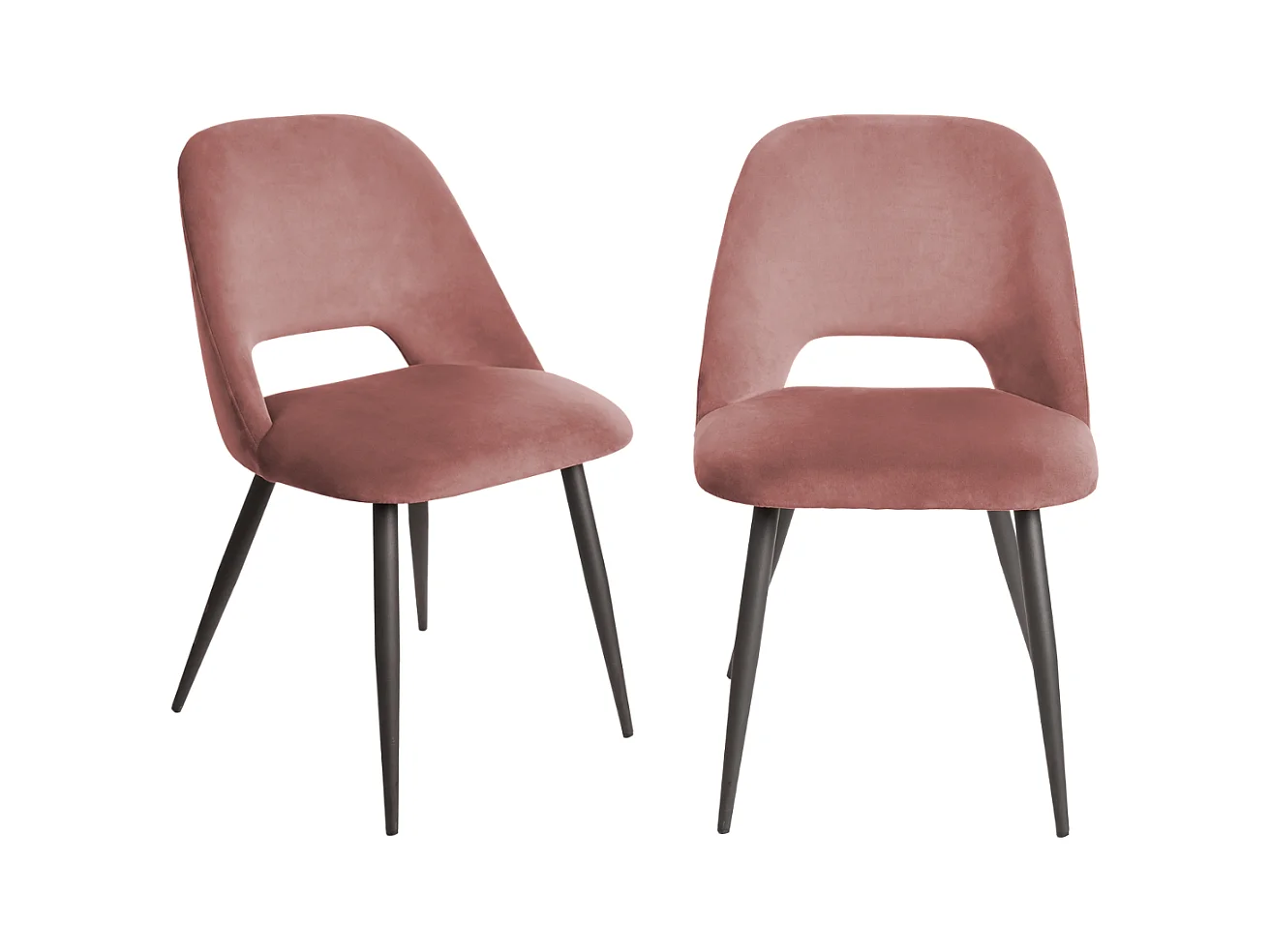 Lote de 2 sillas de comedor de tela con patas de metal negro L58 cm - AIMABLE