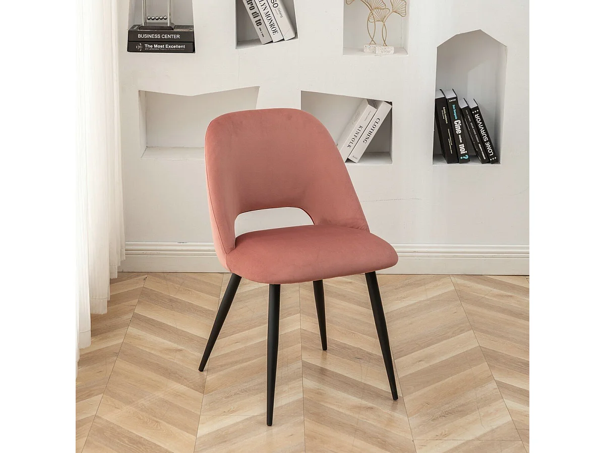 Lot de 2 chaises de séjour en tissu avec piètement en métal noir L58 cm - AIMABLE