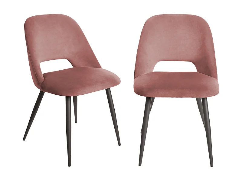 Set di 2 sedie da pranzo in tessuto con gambe in metallo nero L58 cm - AIMABLE