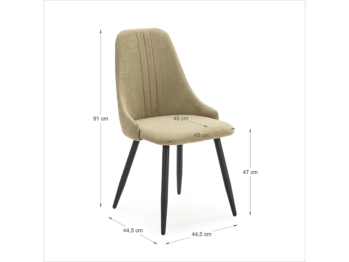 Lot de 4 chaises en tissu avec pieds en métal noir L50 cm MANI