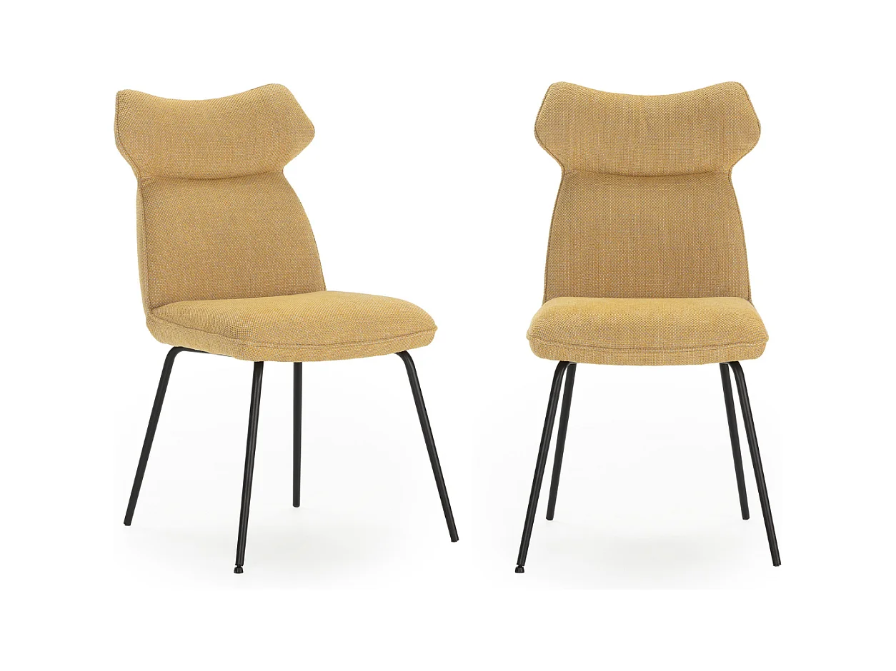 Juego de 2 sillas de terciopelo y patas de metal 51x65 h92 cm