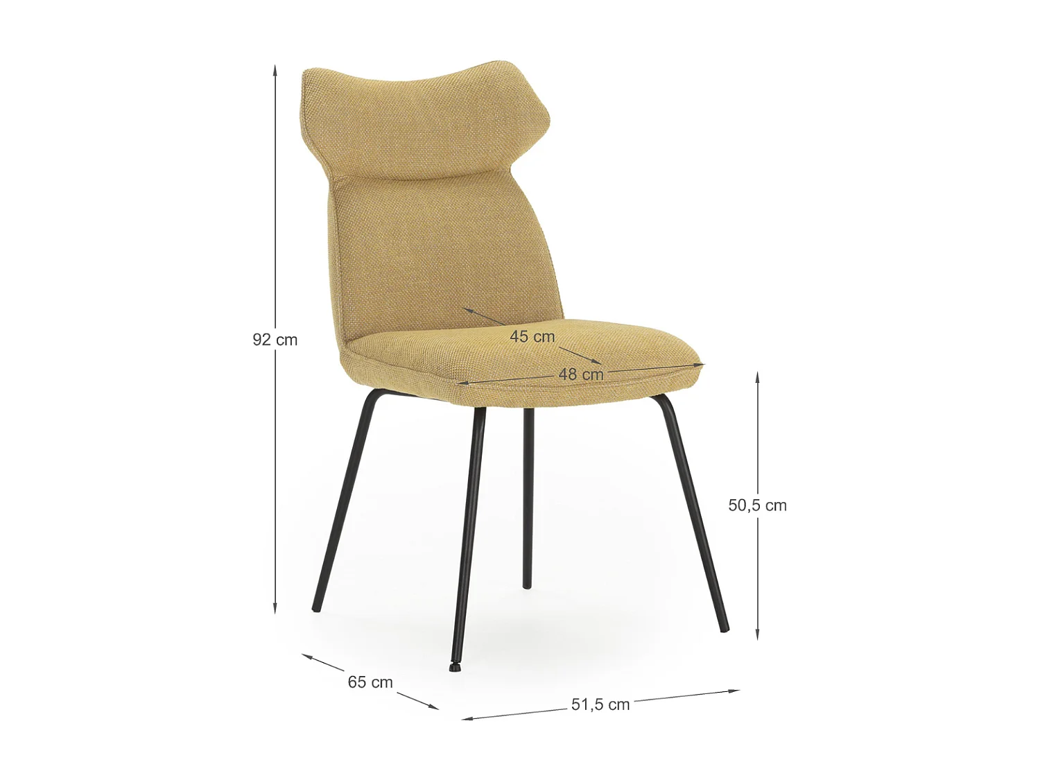 Set van 2 stoelen in stof met zwarte metalen poten L47 cm - DARA