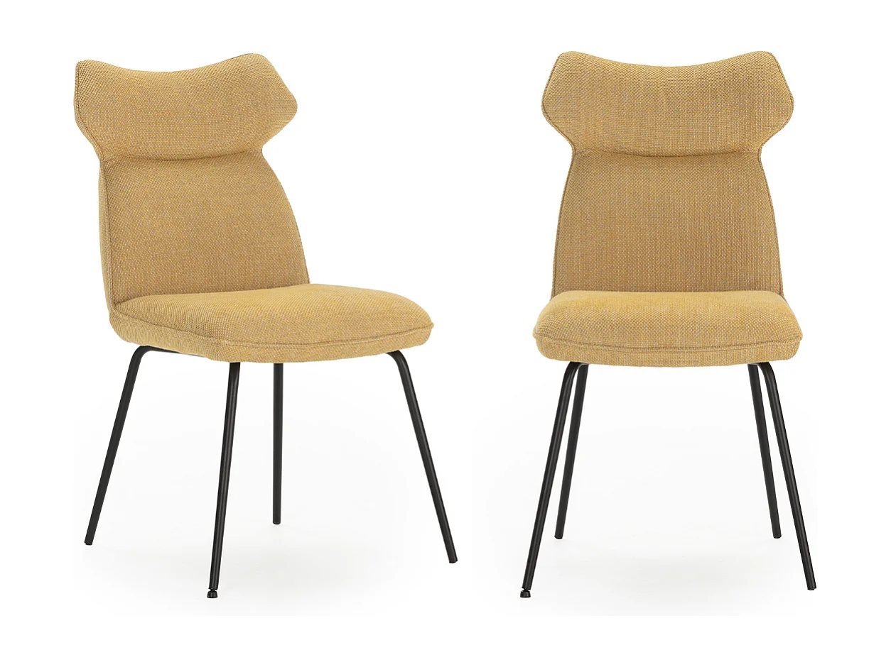 Lot de 2 chaises en tissu avec pieds en métal noir L47 cm - DARA