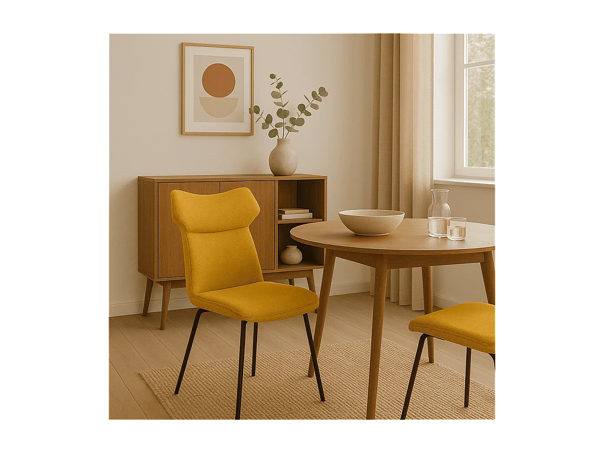 Lot de 2 chaises en tissu avec pieds en métal noir L47 cm - DARA