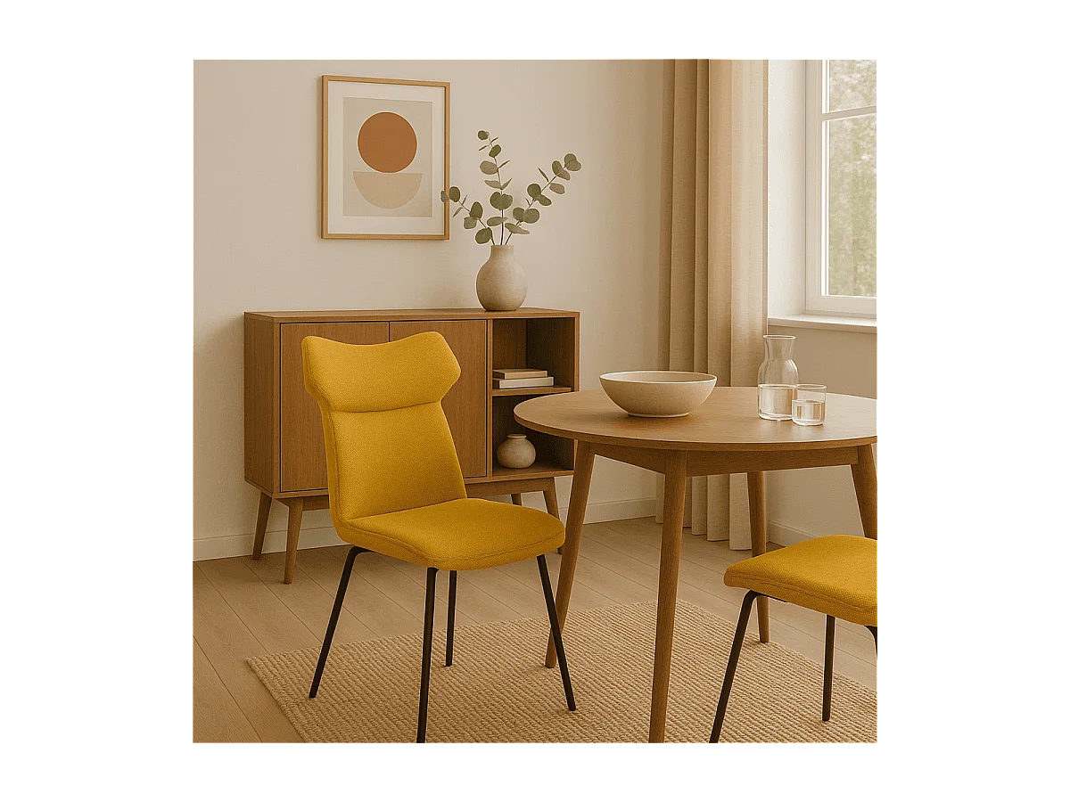 Set aus 2 Stühlen aus Stoff mit schwarzen Metallbeinen L47 cm - DARA