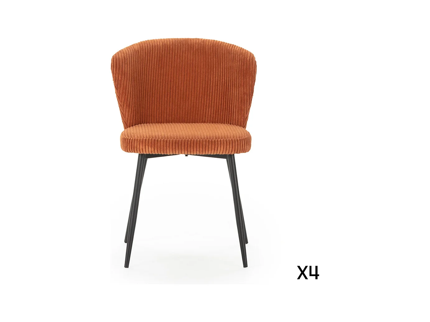 Lot de 4 chaises en velours côtelé avec pieds en métal noir L47 cm - MEGAN