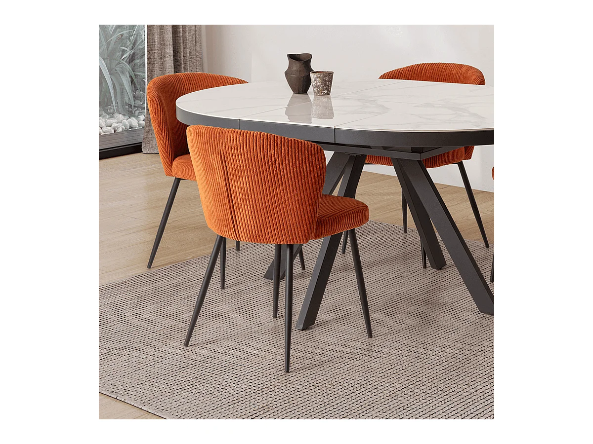 Lot de 4 chaises en velours côtelé avec pieds en métal noir L47 cm - MEGAN