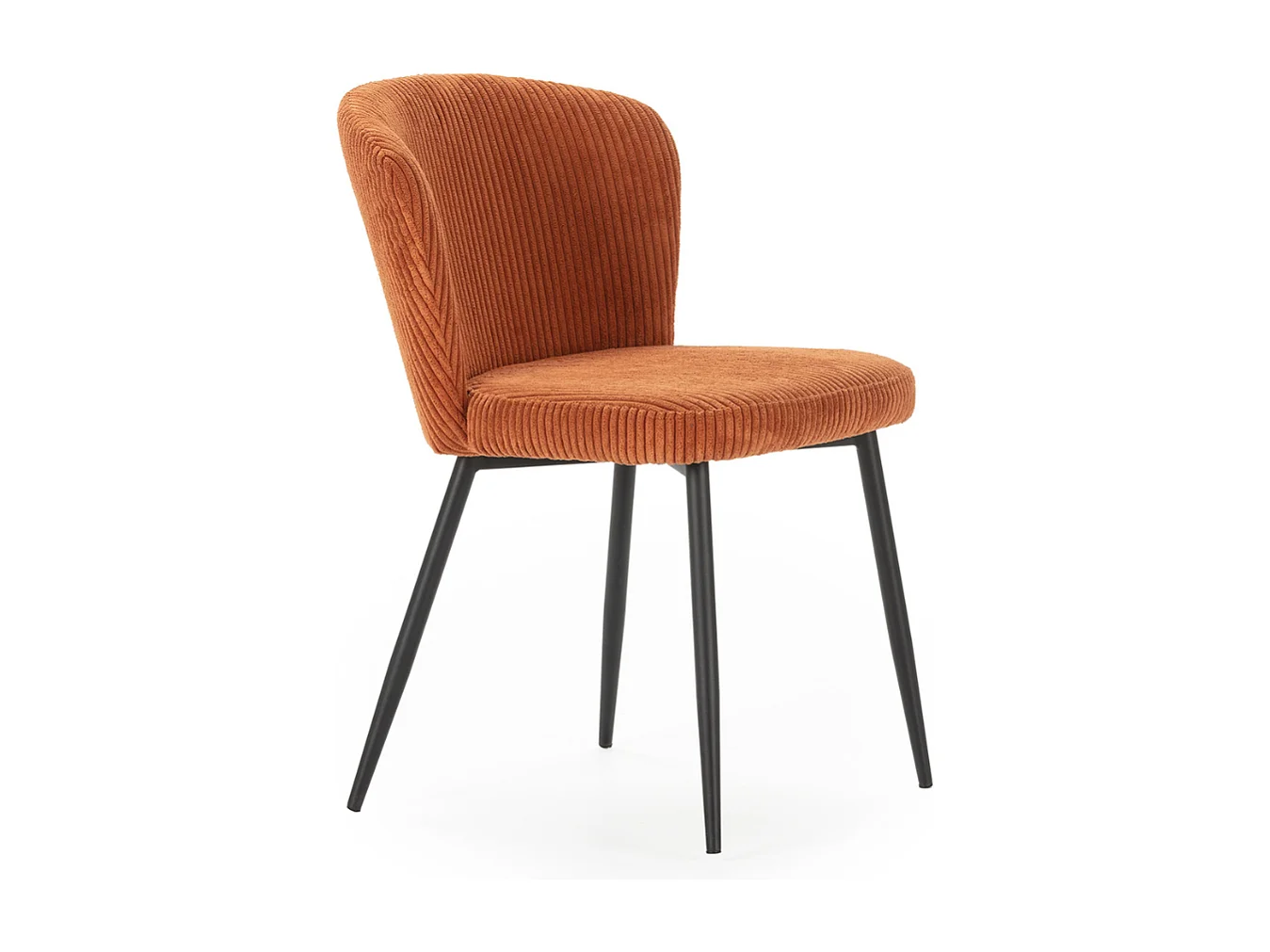 Lot de 4 chaises en velours côtelé avec pieds en métal noir L47 cm - MEGAN