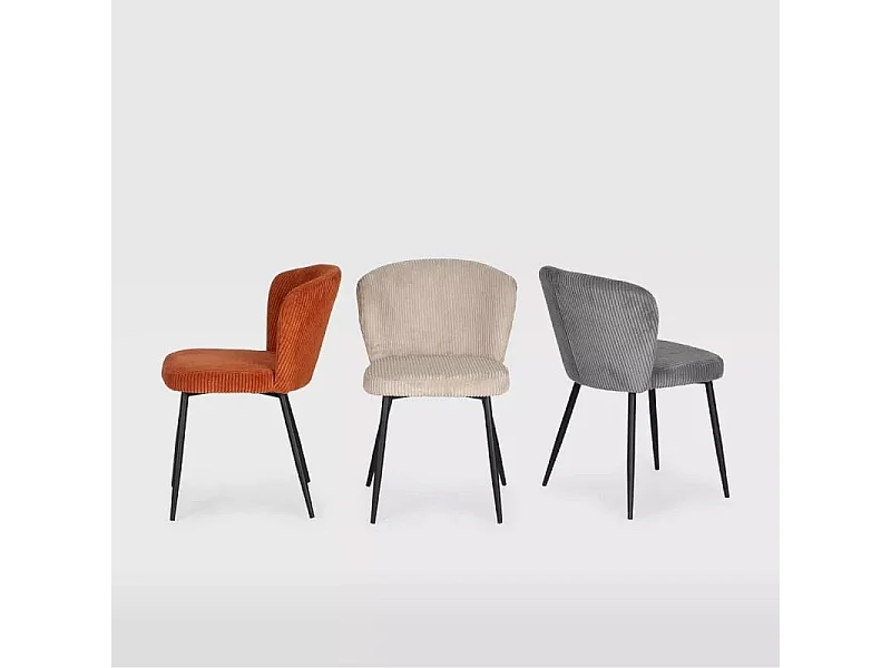 Lot de 4 chaises en velours côtelé avec pieds en métal noir L47 cm - MEGAN