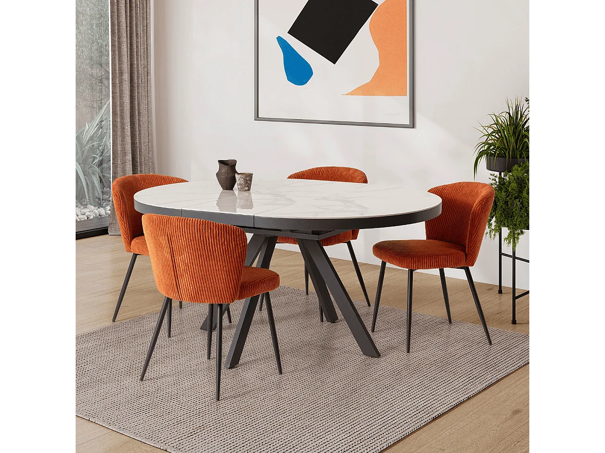 Conjunto de 4 cadeiras de veludo e pernas de metal 47x58 cm altura 78 cm