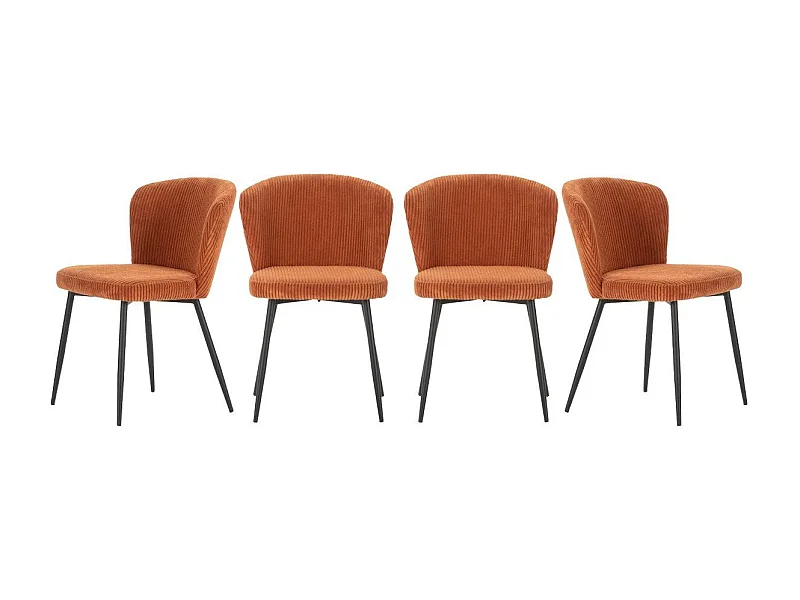 Lot de 4 chaises en velours côtelé avec pieds en métal noir L47 cm - MEGAN