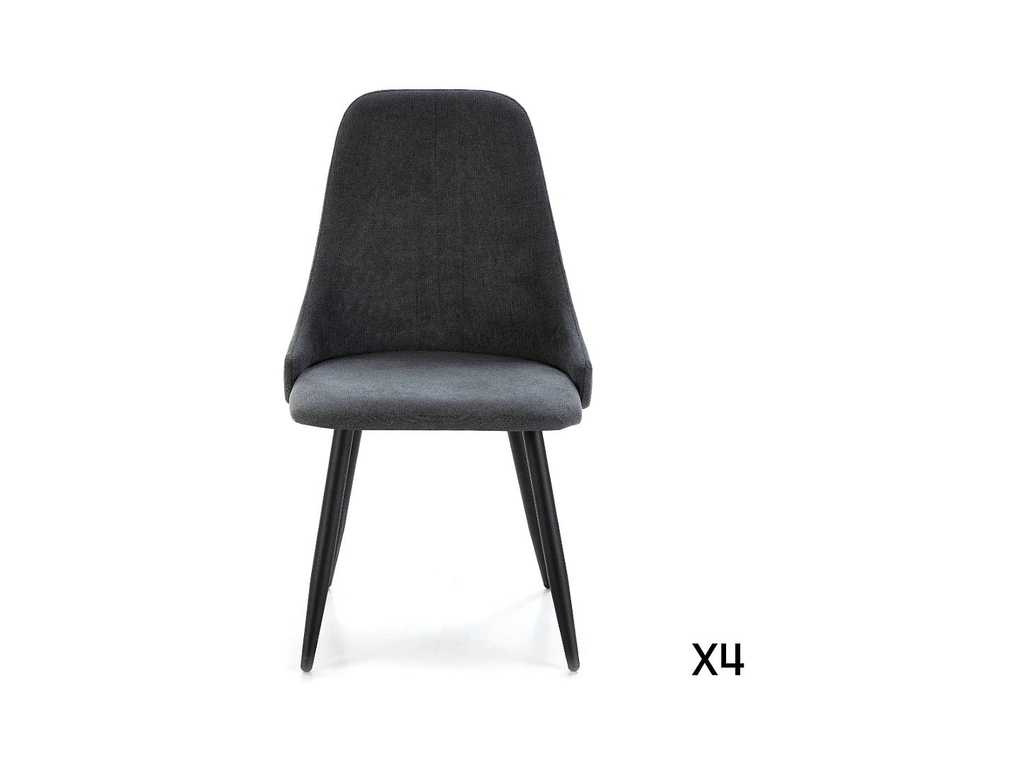 Lot de 4 chaises en tissu avec pieds en métal noir L50 cm - MANI