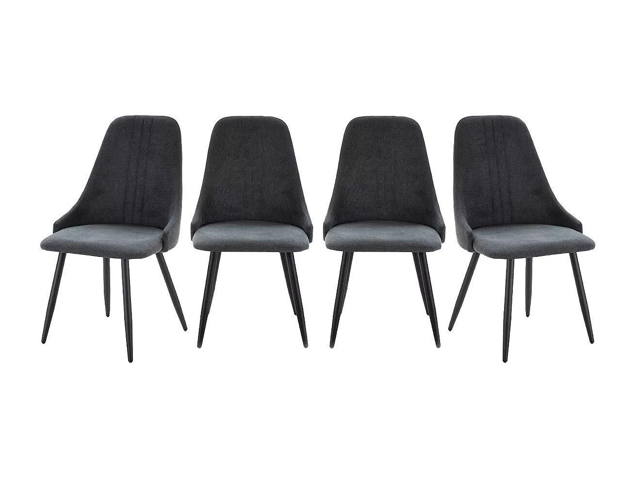 Lot de 4 chaises en tissu avec pieds en métal noir L50 cm MANI
