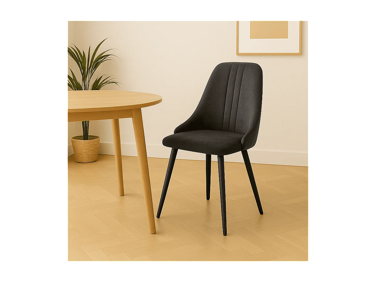 Lot de 4 chaises en tissu avec pieds en métal noir L50 cm MANI