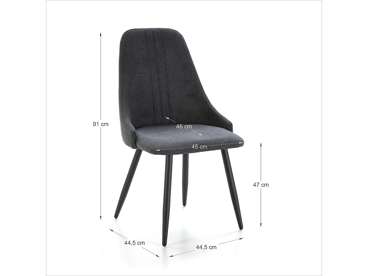Lot de 4 chaises en tissu avec pieds en métal noir L50 cm MANI
