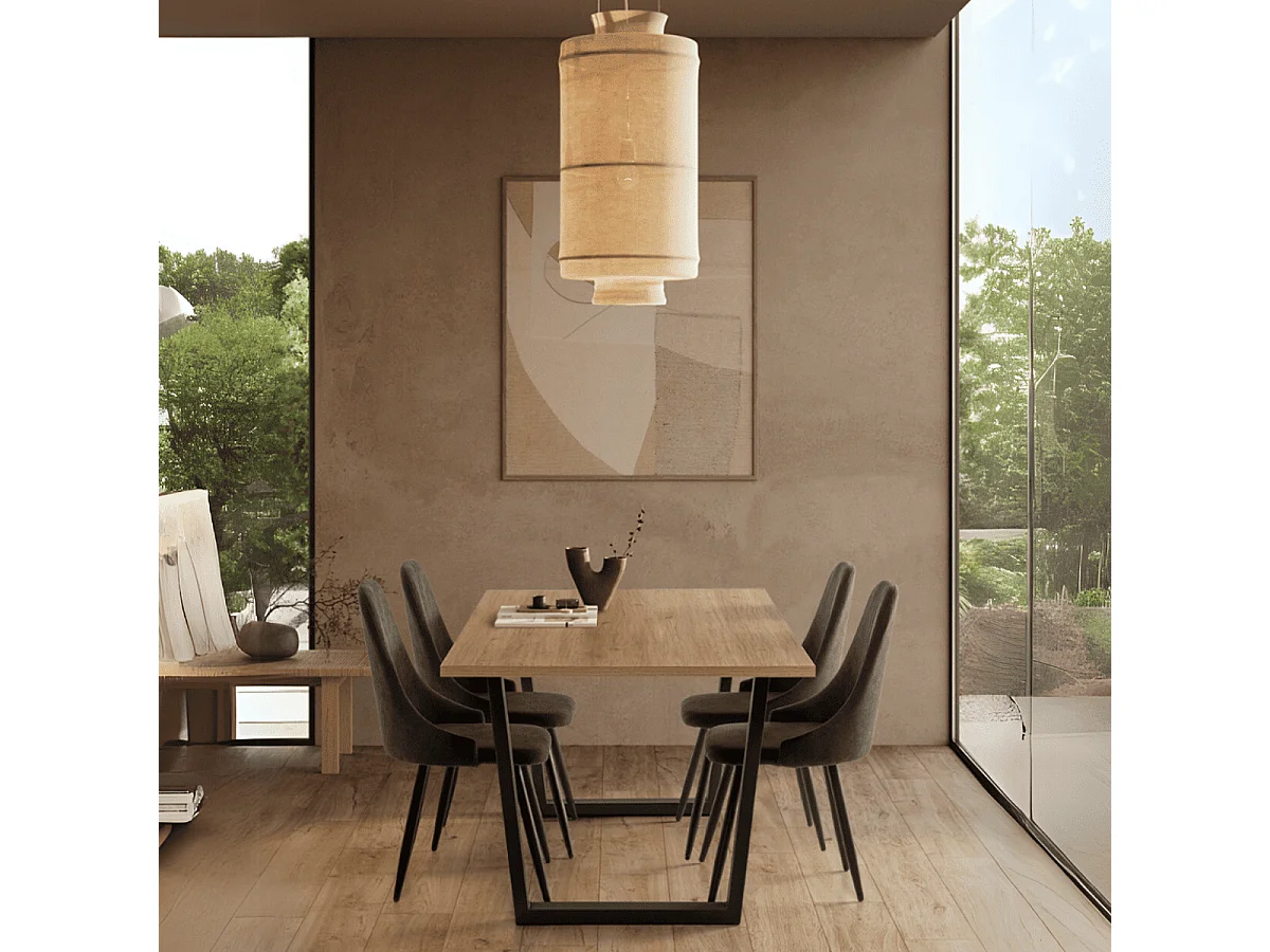 Lot de 4 chaises en tissu avec pieds en métal noir L50 cm MANI