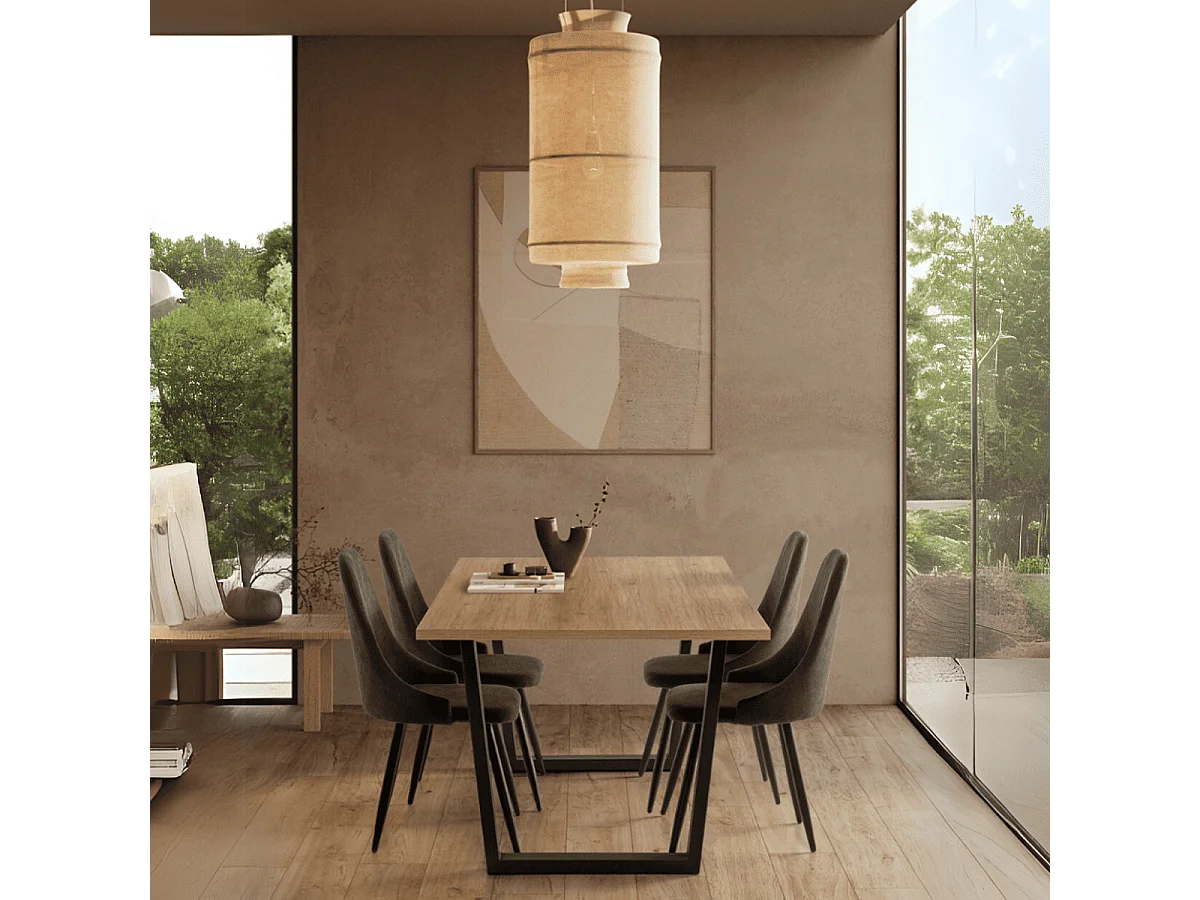 Conjunto de 4 cadeiras em tecido e pernas de metal preto 44x44 h91 cm