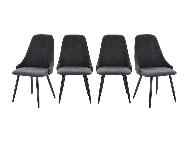 Lot de 4 chaises en tissu avec pieds en métal noir L50 cm MANI