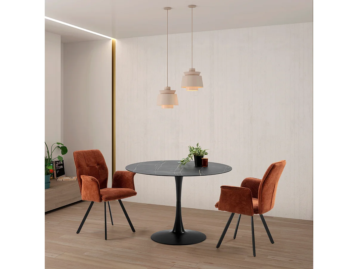 Set aus 2 Sesseln aus Stoff mit schwarzen Metallbeinen L62 cm - MERY