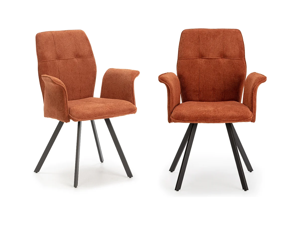 Lot de 2 fauteuils en tissu avec pieds en métal noir L62 cm - MERY