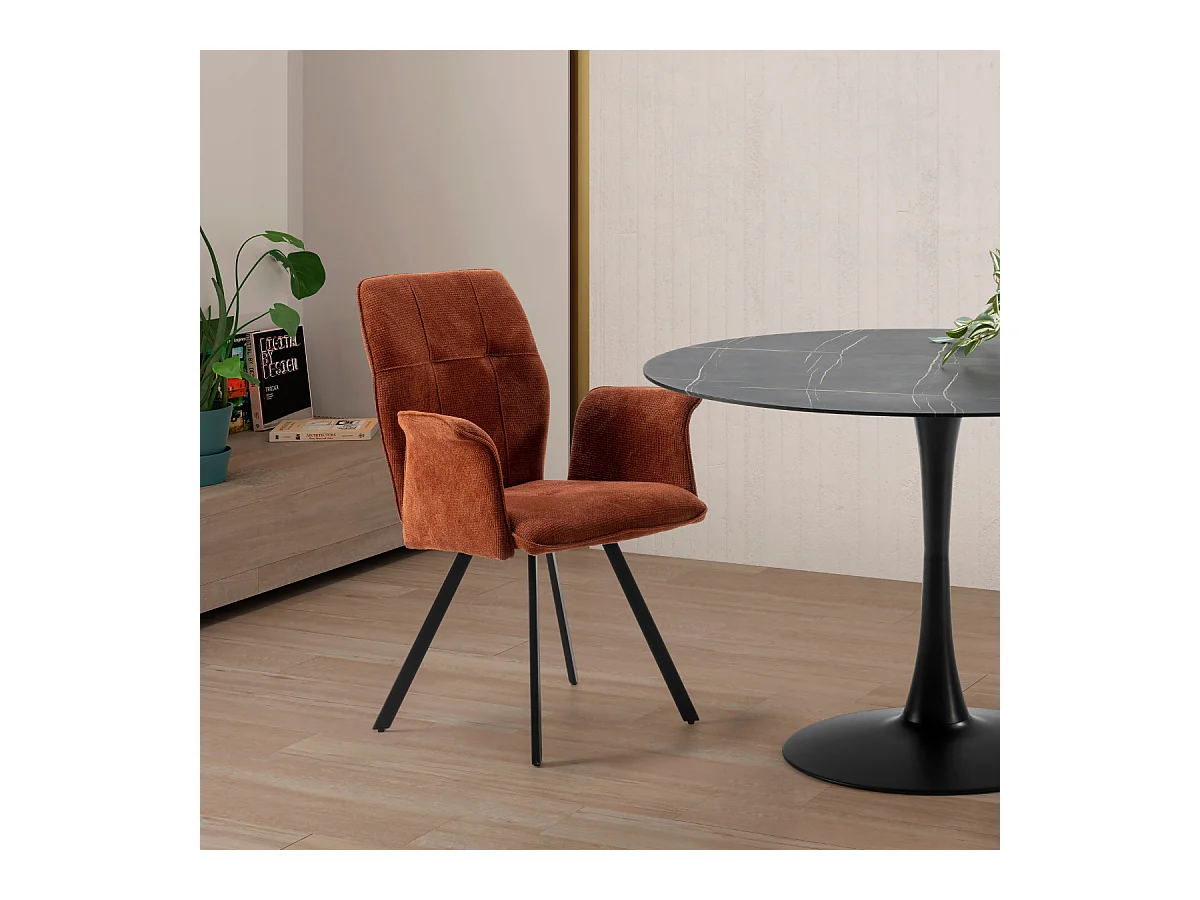 Lot de 2 fauteuils en tissu avec pieds en métal noir L62 cm - MERY