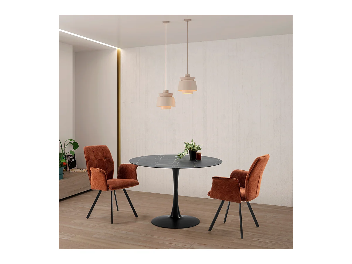 Lot de 2 fauteuils en tissu avec pieds en métal noir L62 cm - MERY