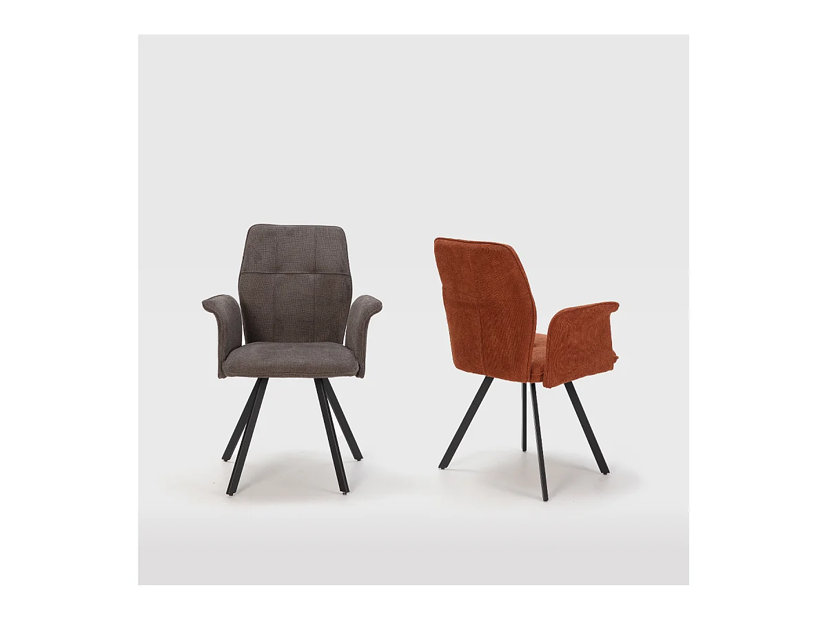 Lot de 2 fauteuils en tissu avec pieds en métal noir L62 cm - MERY