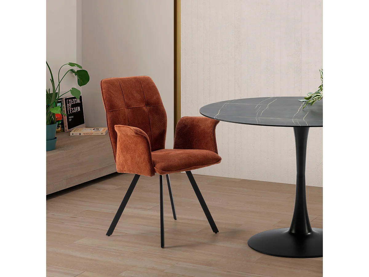 Lot de 2 fauteuils en tissu avec pieds en métal noir L62 cm - MERY