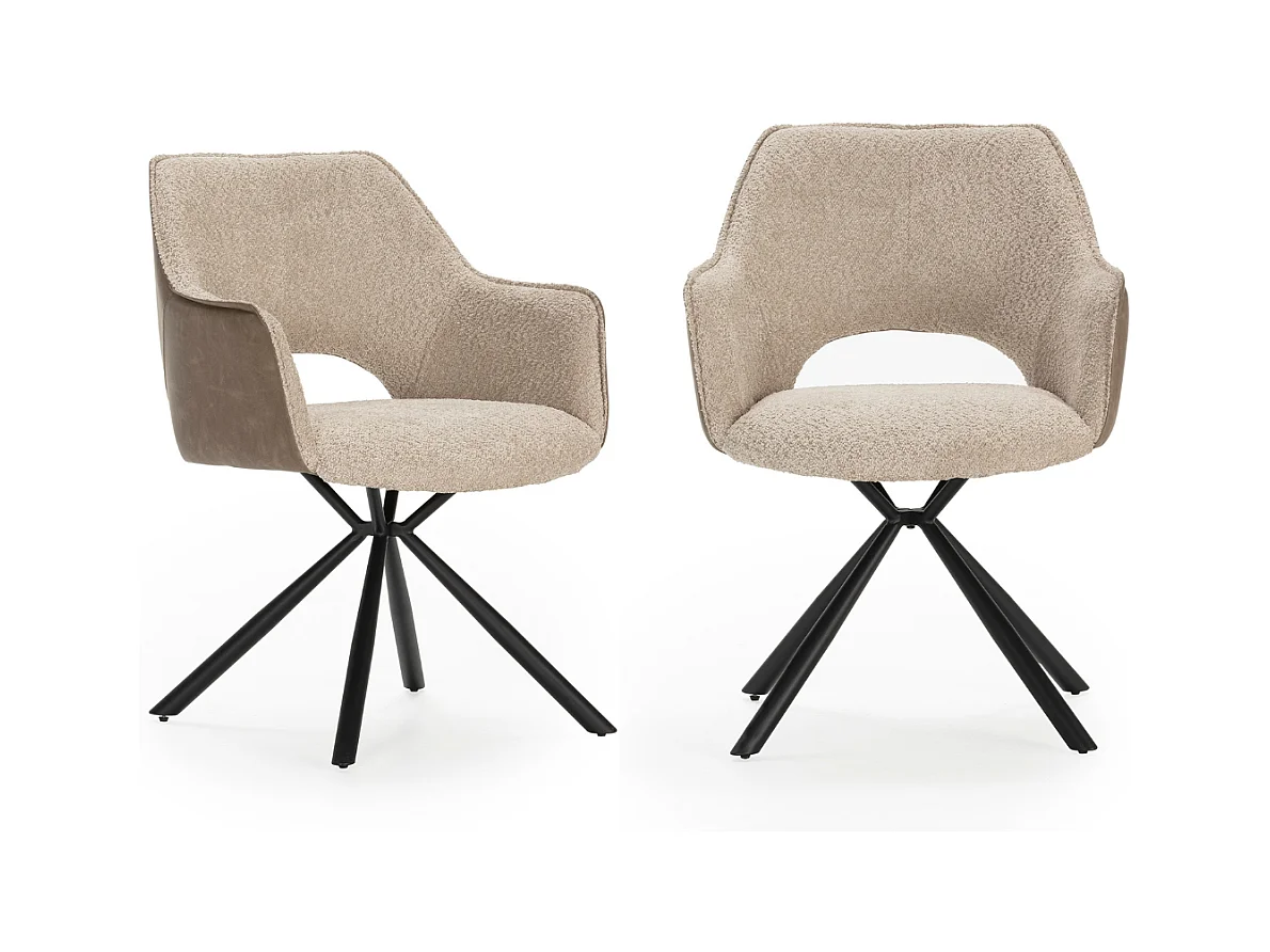 Lot de 2 fauteuils en tissu avec pieds en métal noir L62 cm - MARIEL