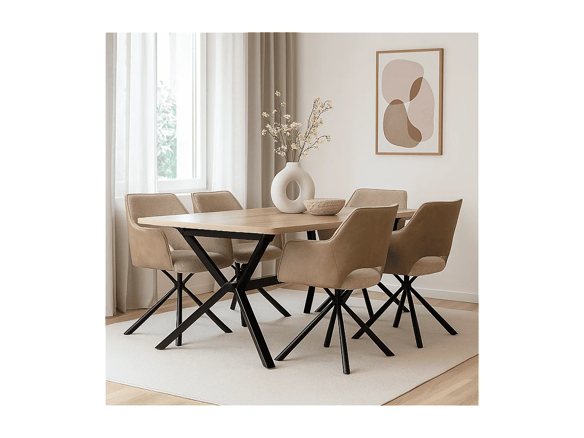 Set van 2 fauteuils in stof met zwarte metalen poten L62 cm - MARIEL