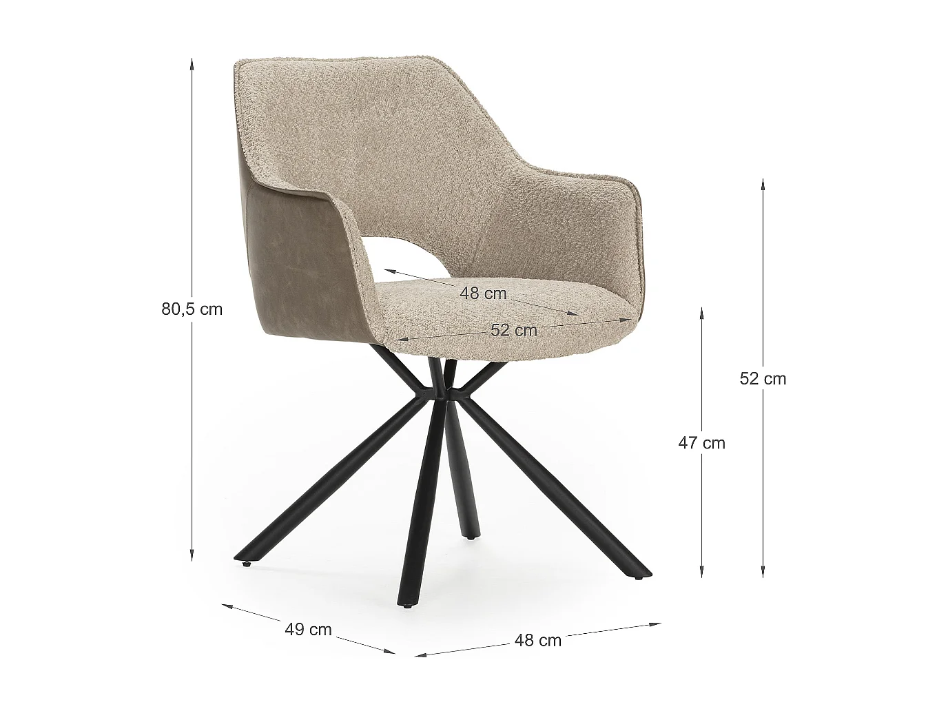 Set van 2 fauteuils in stof met zwarte metalen poten L62 cm - MARIEL