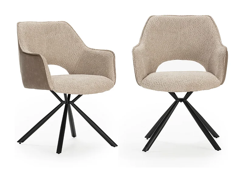 Set van 2 fauteuils in stof met zwarte metalen poten L62 cm - MARIEL