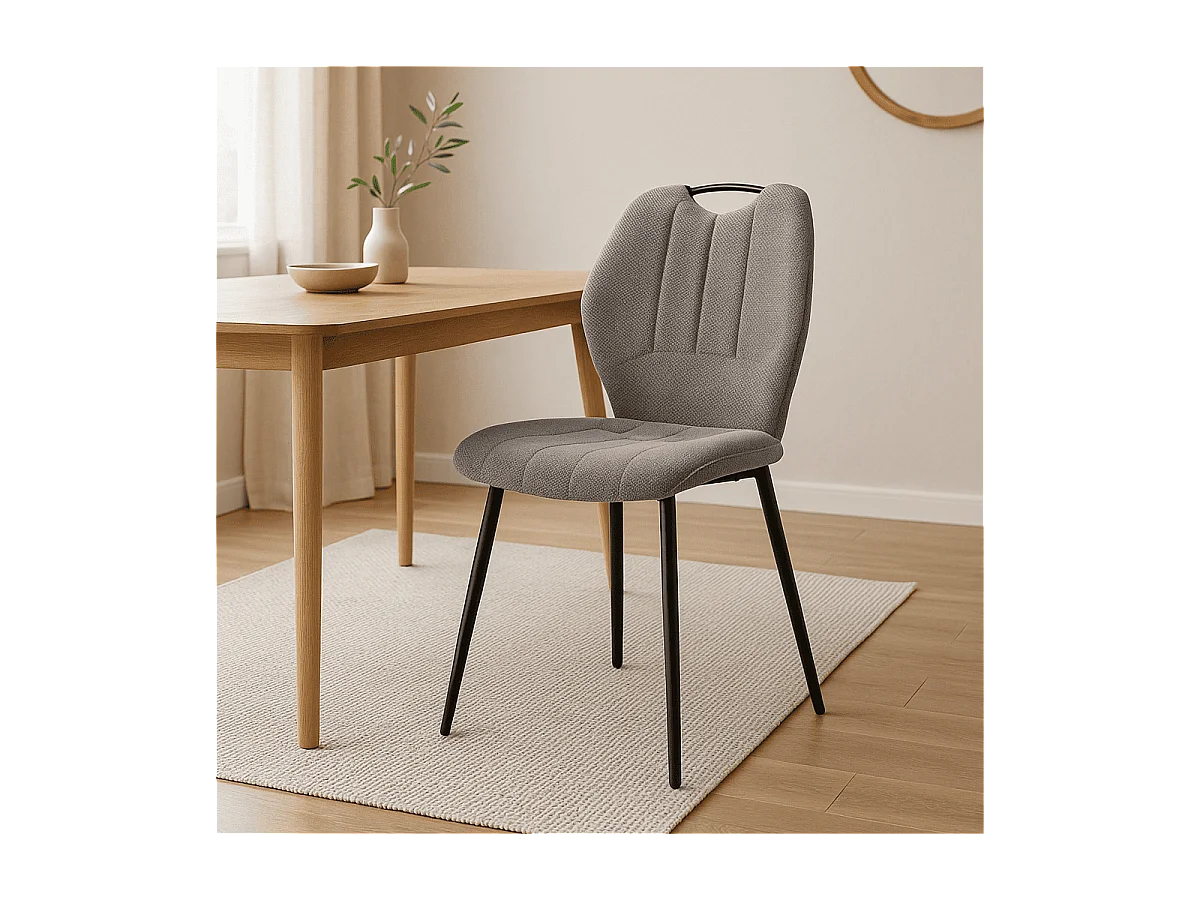 Lot de 4 chaises en tissu avec pieds en métal L48 cm - MULI