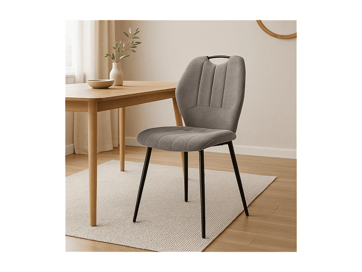 Set van 4 stoelen in stof met zwarte metalen poten L48 cm - NOVA