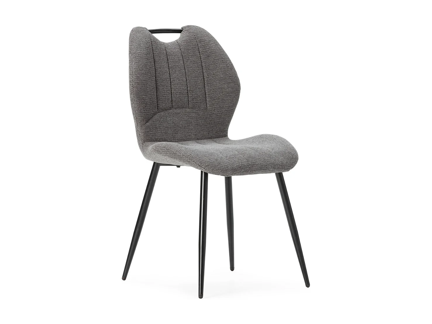 Set van 4 stoelen in stof met zwarte metalen poten L48 cm - NOVA