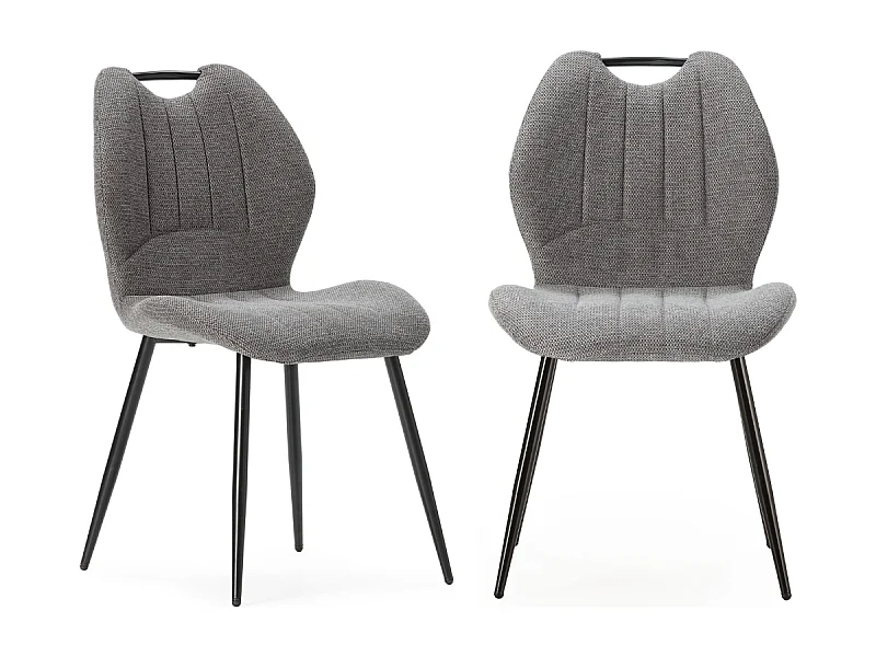 Set van 4 stoelen in stof met zwarte metalen poten L48 cm - NOVA