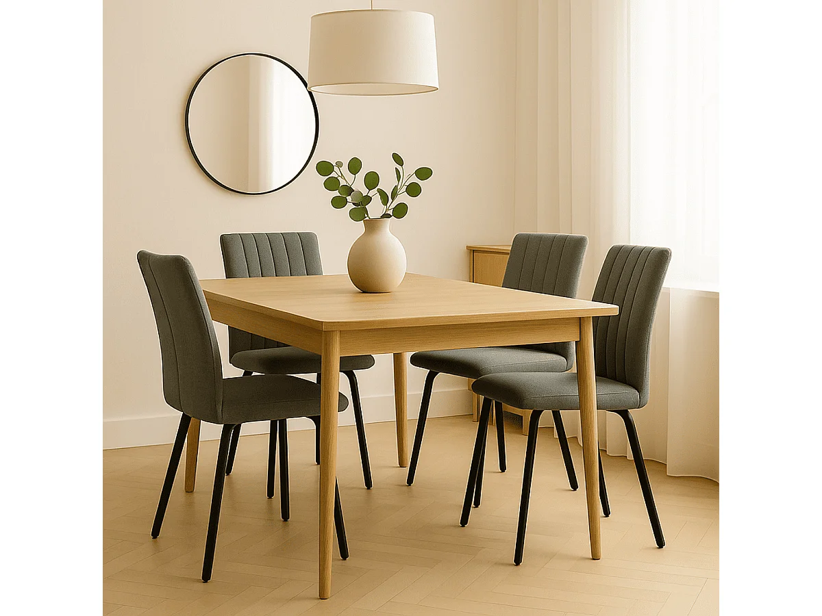 Set van 4 stoelen in stof met zwarte metalen poten L47,5 cm - PRETTY