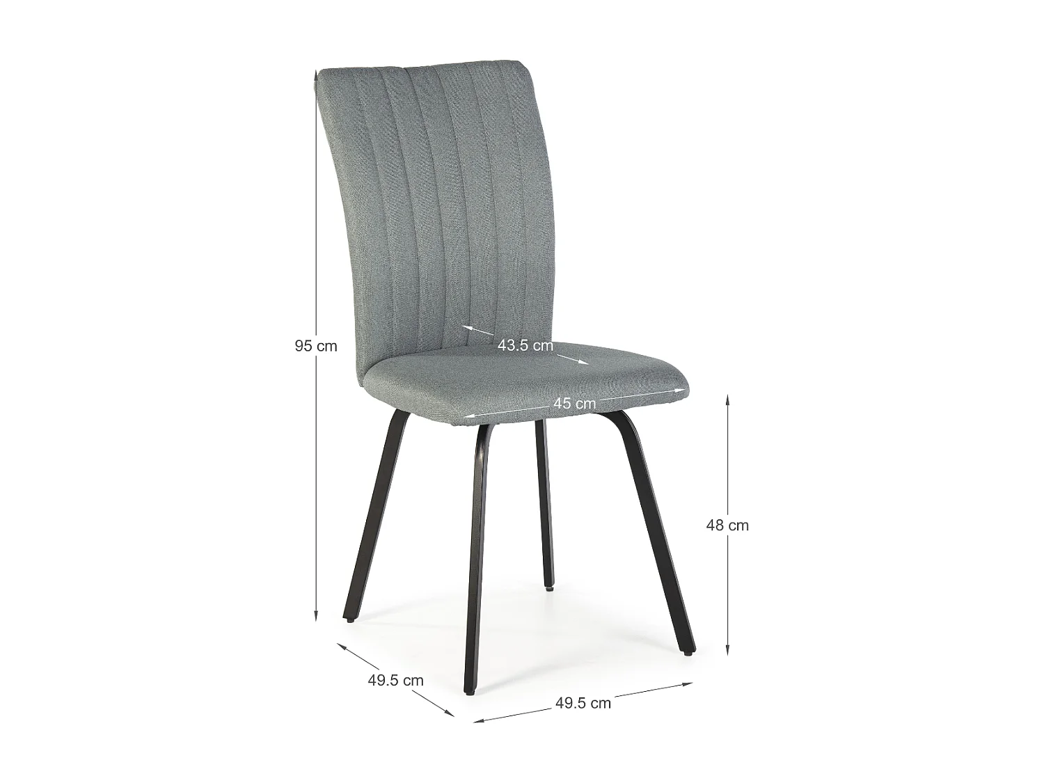 Lot de 4 chaises en tissu avec pieds en métal noir L47,5 cm - PRETTY