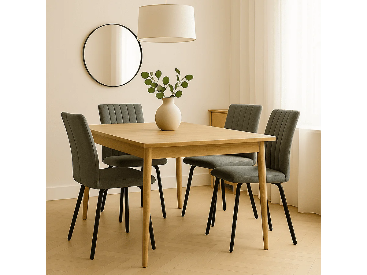 Set di 4 sedie in tessuto con gambe in metallo nero L47,5 cm - PRETTY