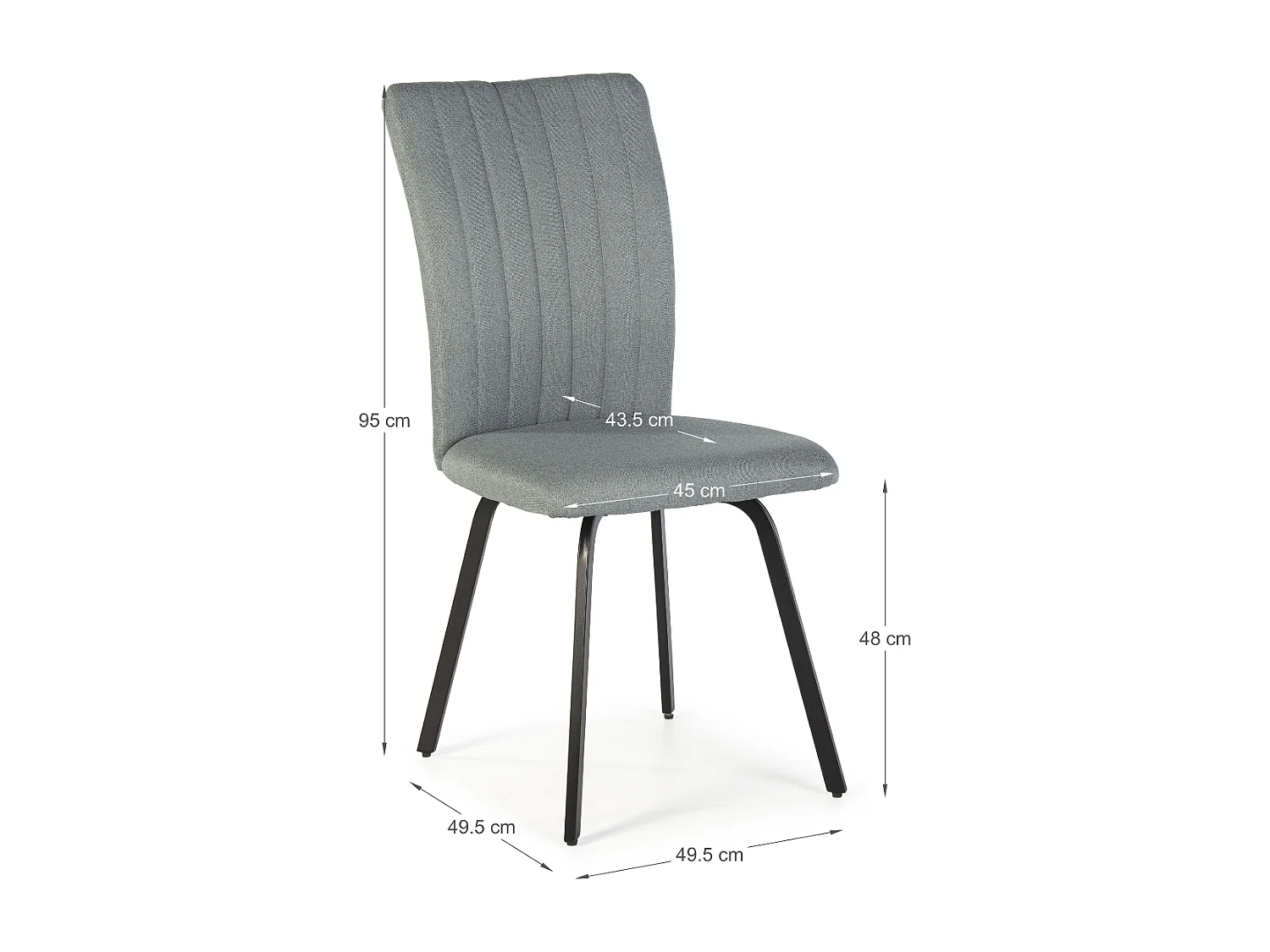 Set di 4 sedie in tessuto con gambe in metallo nero L47,5 cm - PRETTY