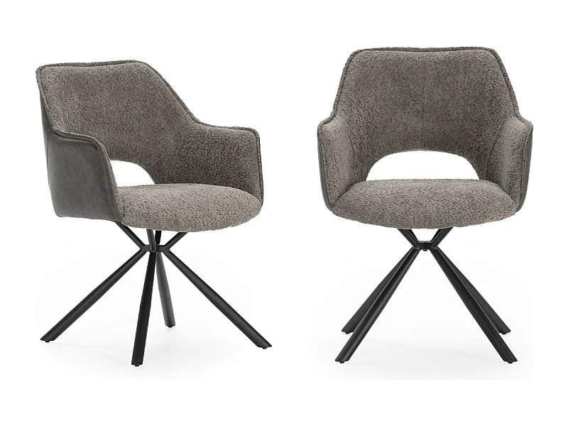 Lot de 2 fauteuils en tissu avec pieds en métal noir L62 cm - MARIEL