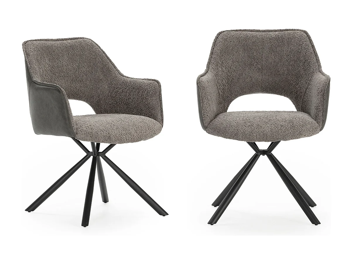 Set van 2 fauteuils in stof met zwarte metalen poten L62 cm - MARIEL