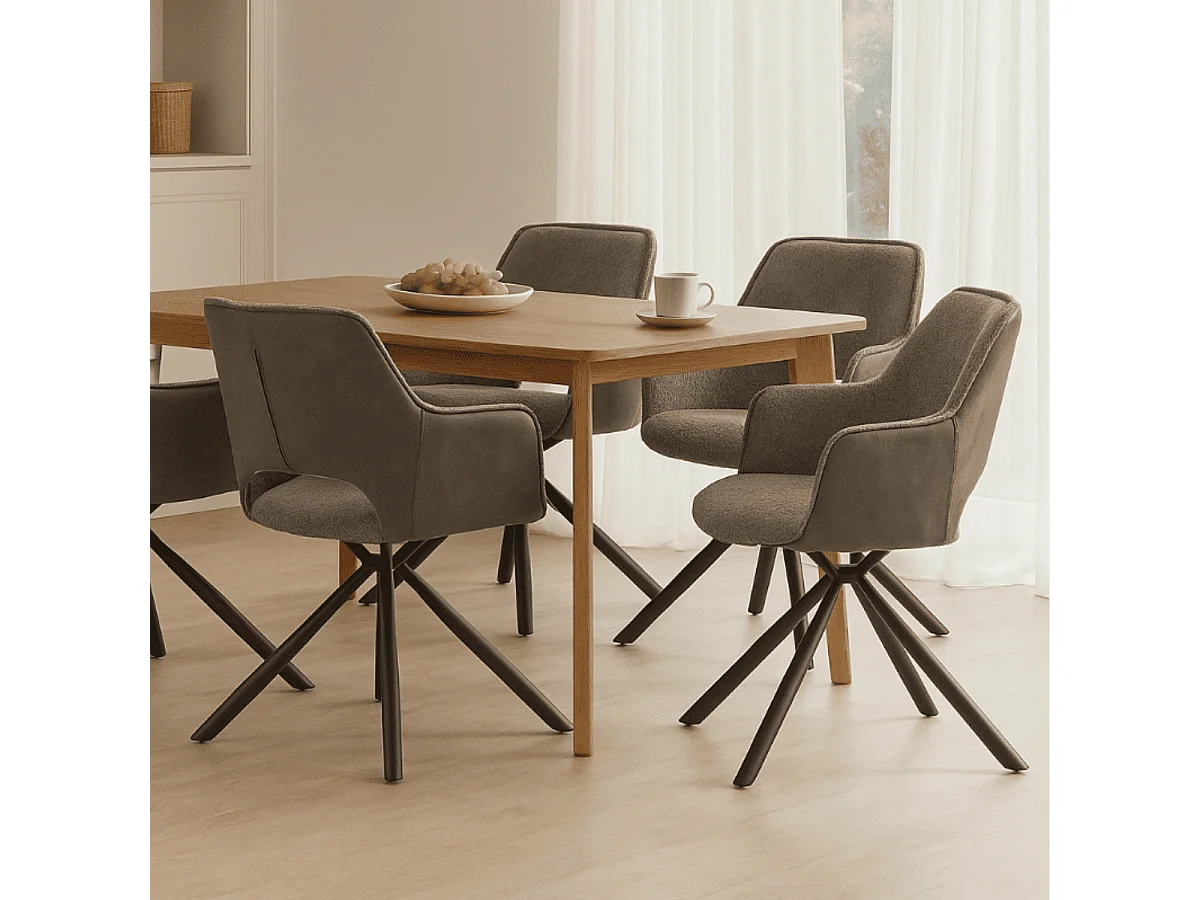 Set van 2 fauteuils in stof met zwarte metalen poten L62 cm - MARIEL