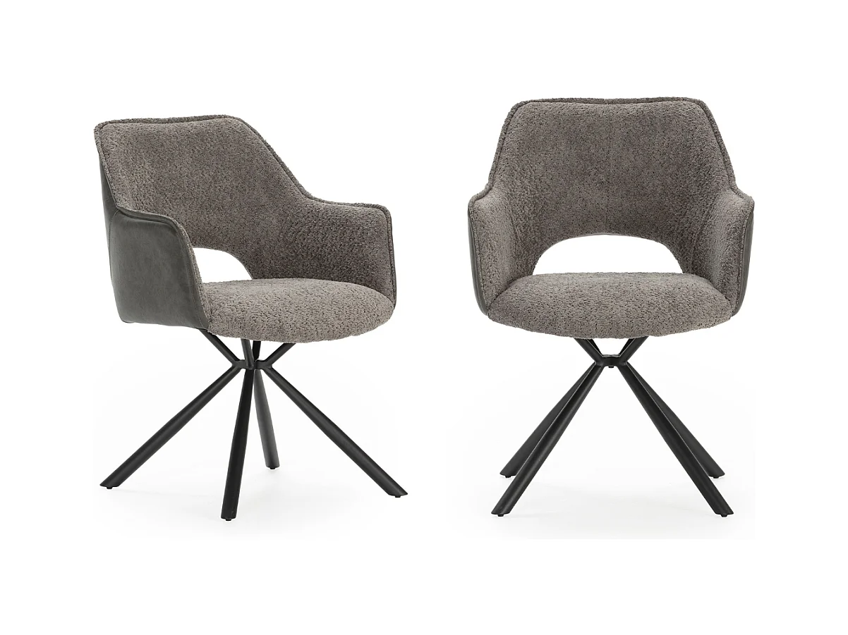 Lot de 2 fauteuils en tissu avec pieds en métal noir L62 cm - MARIEL