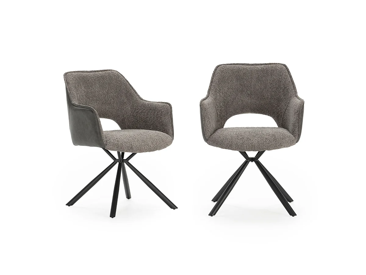 Lot de 2 fauteuils en tissu avec pieds en métal noir L62 cm - MARIEL